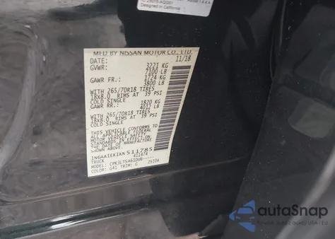 2019 Nissan Titan Sv from USA, damaged, VIN 1N6AA1EK1KN511785